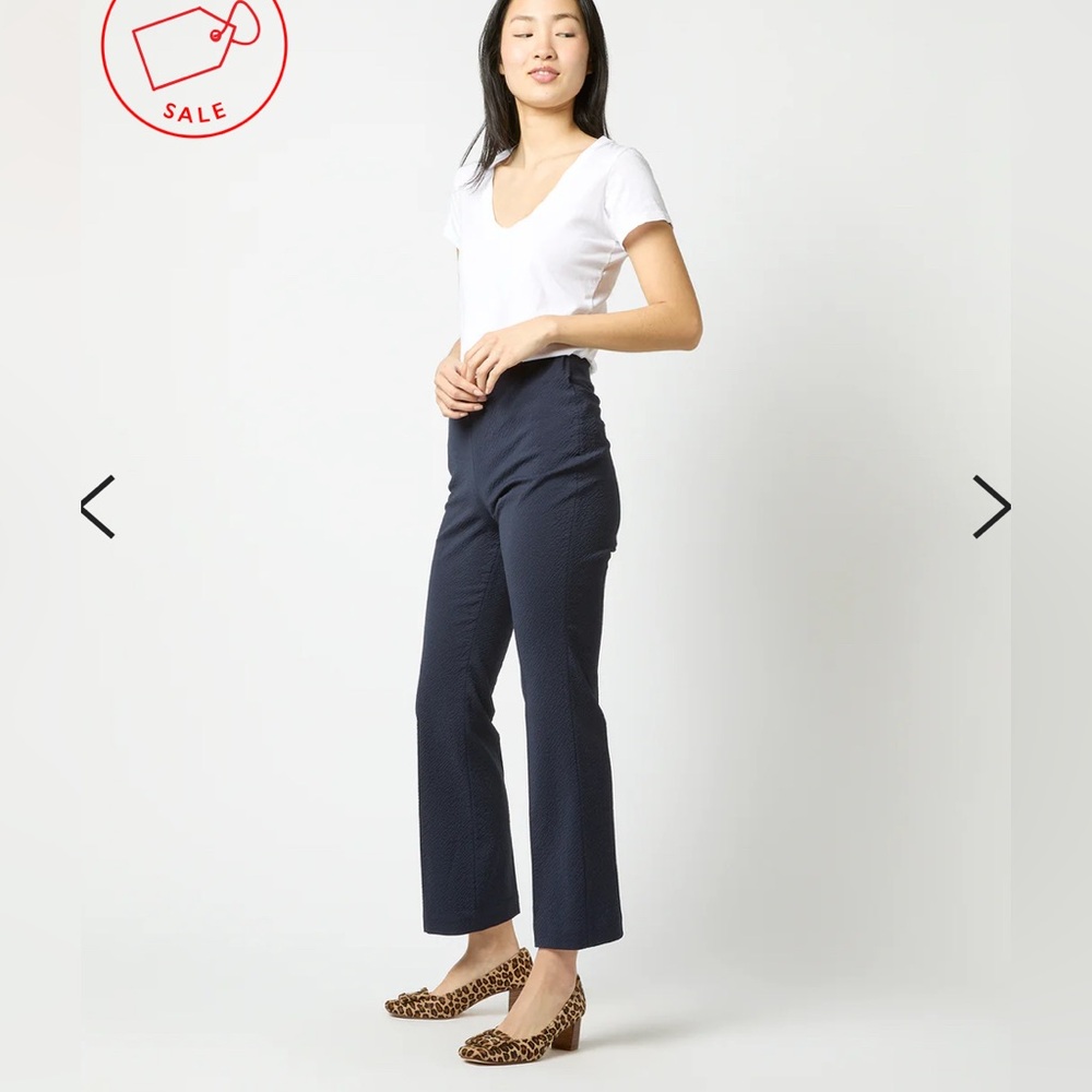 SID MASHBURN Faye Flare Cropped Pant in lightweight navy waffle knit S NWT